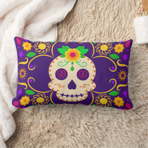 Skull mit Blume Día de los Muertos Throw Kissen