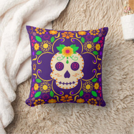 Skull mit Blume Día de los Muertos Throw Kissen