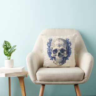 Skull mit Blumen Burlap Halloween Kissen