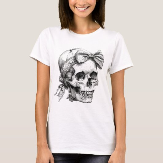 Skull mit Bow Halloween T - Shirt Creep Es ist ech (Vorderseite)