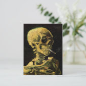 Skull mit brennender Zigarette Van Gogh Fine Art Postkarte (Stehend Vorderseite)
