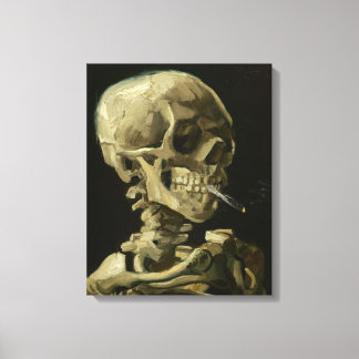 Skull mit brennender Zigarette von Van Gogh Leinwanddruck