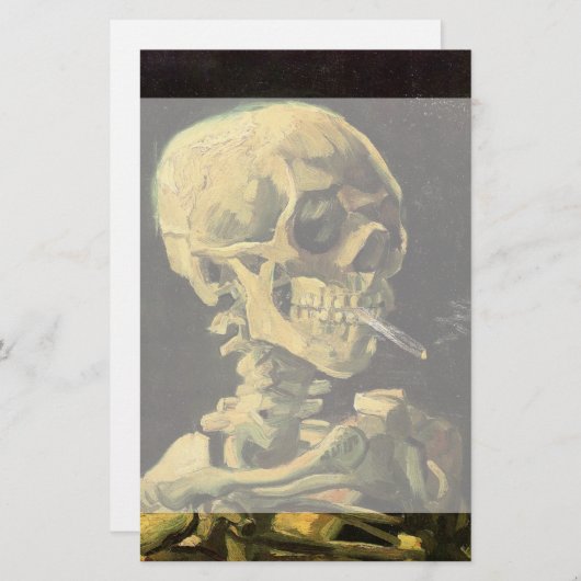 Skull mit brennender Zigarette von Vincent van Gog Briefpapier (Vorne/Hinten)