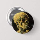 Skull mit brennender Zigarette von Vincent van Gog Button (Vorne & Hinten)