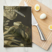 Skull mit brennender Zigarette von Vincent van Gog Geschirrtuch (Viertel Falte)