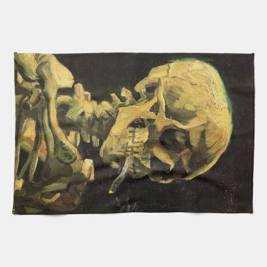 Skull mit brennender Zigarette von Vincent van Gog Geschirrtuch (Horizontal)