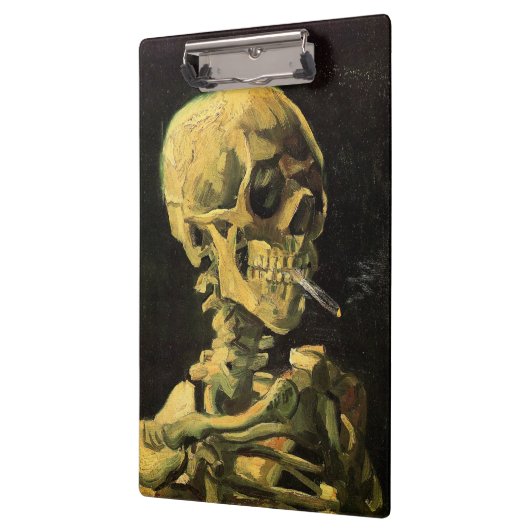 Skull mit brennender Zigarette von Vincent van Gog Klemmbrett (Links)