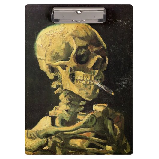 Skull mit brennender Zigarette von Vincent van Gog Klemmbrett (Vorderseite)