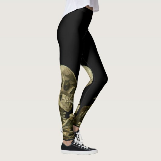Skull mit brennender Zigarette von Vincent van Gog Leggings (Rechts)