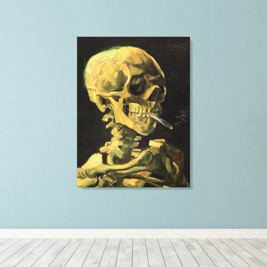 Skull mit brennender Zigarette von Vincent van Gog Leinwanddruck (Insitu (Holzboden))