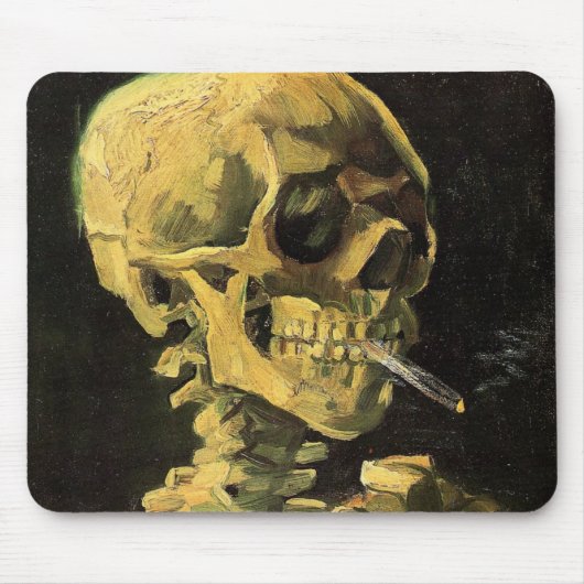 Skull mit brennender Zigarette von Vincent van Gog Mousepad (Vorne)