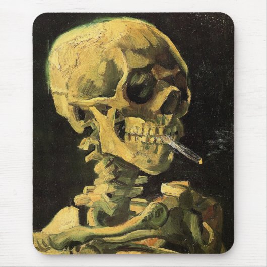 Skull mit brennender Zigarette von Vincent van Gog Mousepad (Vorne)