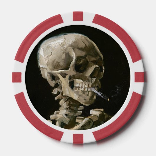 Skull mit brennender Zigarette von Vincent van Gog Pokerchips (Vorderseite)