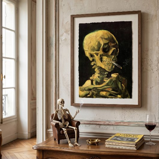 Skull mit brennender Zigarette von Vincent van Gog Poster