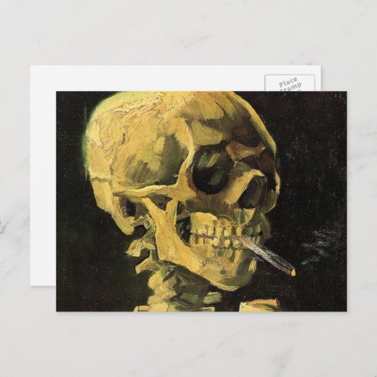 Skull mit brennender Zigarette von Vincent van Gog Postkarte (Vorne/Hinten)