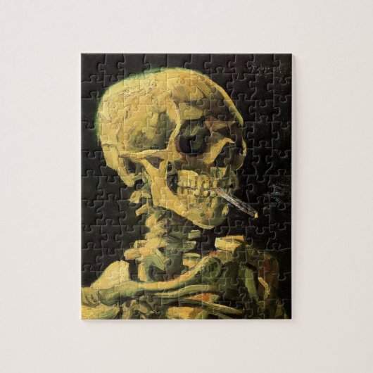 Skull mit brennender Zigarette von Vincent van Gog Puzzle (Vertikal)