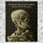Skull mit brennender Zigarette von Vincent van Gog Puzzle<br><div class="desc">Leicht zu anpassen Puzzle, fügen Sie einfach Ihren eigenen Text! Klicken Sie durch, um auf die Entwurfswerkzeuge zuzugreifen und den Stil oder die Größe des Schriftartes zu ändern. Skull with Burning Cigarette von Vincent van Gogh ist ein Vintager Post-Impressionismus der Kunst noch Leben Malerei. Ein Portrait über das Rauchen des...</div>