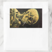 Skull mit brennender Zigarette von Vincent van Gog Rechteckiger Aufkleber (Tasche)