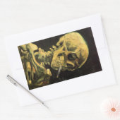Skull mit brennender Zigarette von Vincent van Gog Rechteckiger Aufkleber (Umschlag)