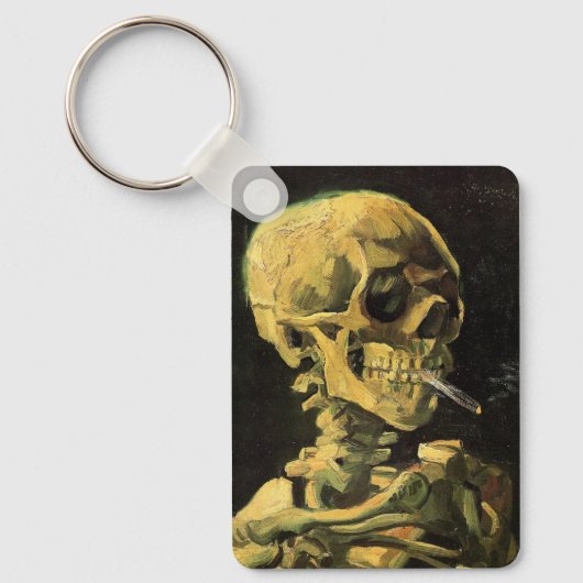 Skull mit brennender Zigarette von Vincent van Gog Schlüsselanhänger (Vorderseite)