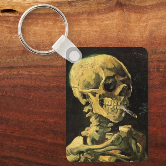 Skull mit brennender Zigarette von Vincent van Gog Schlüsselanhänger (Vorderseite)