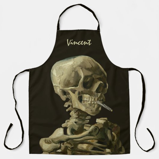 Skull mit brennender Zigarette von Vincent van Gog Schürze (Vorderseite)