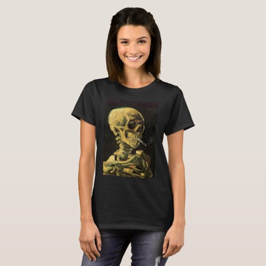 Skull mit brennender Zigarette von Vincent van Gog T-Shirt (Vorne ganz)