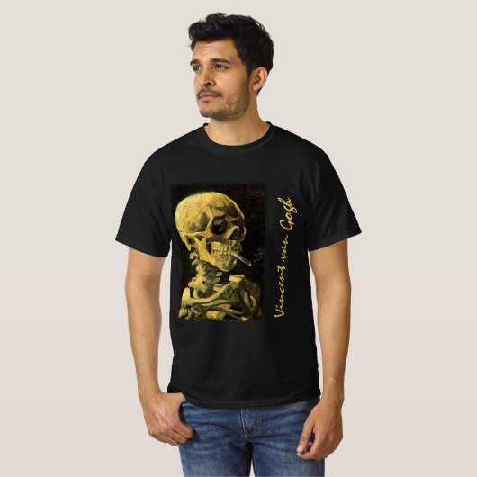 Skull mit brennender Zigarette von Vincent van Gog T-Shirt (Vorne ganz)