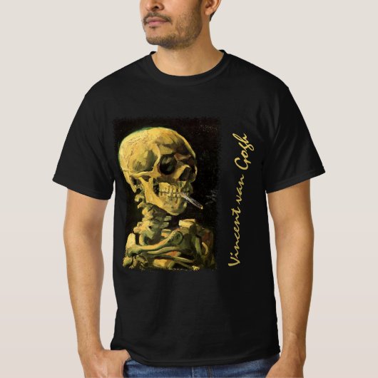 Skull mit brennender Zigarette von Vincent van Gog T-Shirt (Vorderseite)