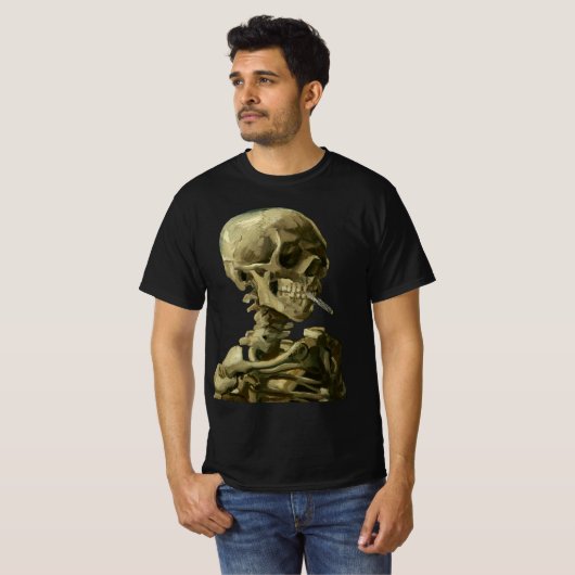 Skull mit brennender Zigarette von Vincent van Gog T-Shirt (Vorne ganz)