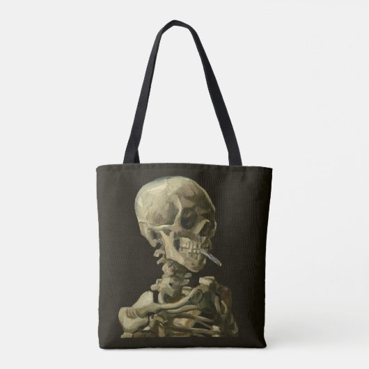 Skull mit brennender Zigarette von Vincent van Gog Tasche (Rückseite)