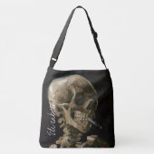Skull mit Burning Cigarette Van Gogh Goth Artwork Tragetaschen Mit Langen Trägern (Rückseite)