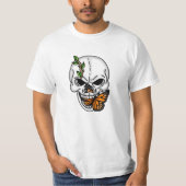 Skull mit Butterfly Digitaler Kunst T-Shirt (Vorderseite)