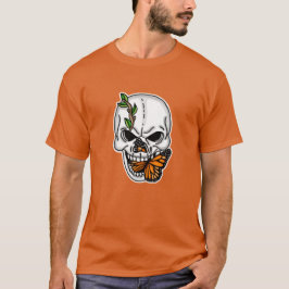 Skull mit Butterfly Digitaler Kunst T-Shirt