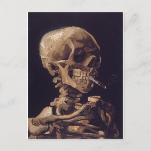 Skull mit einer brennenden Zigarette - Vincent Van Postkarte (Vorderseite)