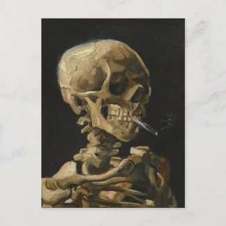 Skull mit einer brennenden Zigarette von Van Gogh Postkarte