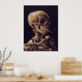 Skull mit einer brennenden Zigarettenleinwand Poster (Küche)