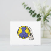 Skull mit Handball Sport Postkarte (Stehend Vorderseite)
