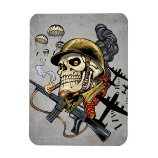 Skull mit Helm, Flugzeugen und Bomben Magnet