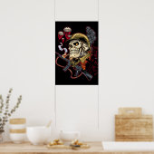 Skull mit Helm, Flugzeugen und Bomben Poster (Küche)