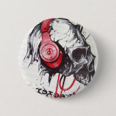 Skull mit Kopfhörer-Design Button (Vorderseite)