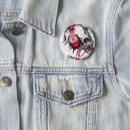 Skull mit Kopfhörer-Design Button (Beispiel)