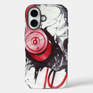 Skull mit Kopfhörer-Design iPhone 16 Hülle