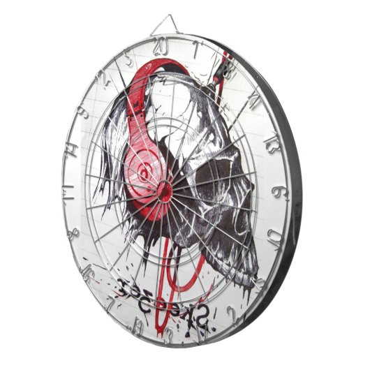 Skull mit Kopfhörer-Design Dartscheibe (Vorderseite rechts)