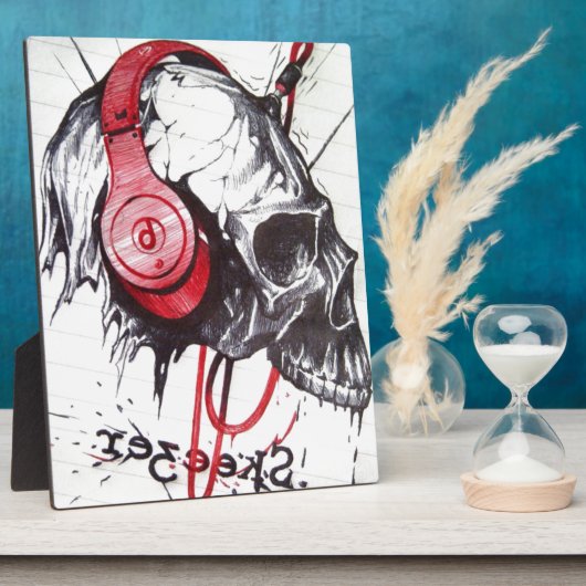 Skull mit Kopfhörer-Design Fotoplatte (Seite)