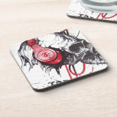 Skull mit Kopfhörer-Design Getränkeuntersetzer (Linke Seite)