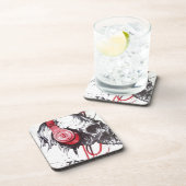 Skull mit Kopfhörer-Design Getränkeuntersetzer (Rechte Seite)