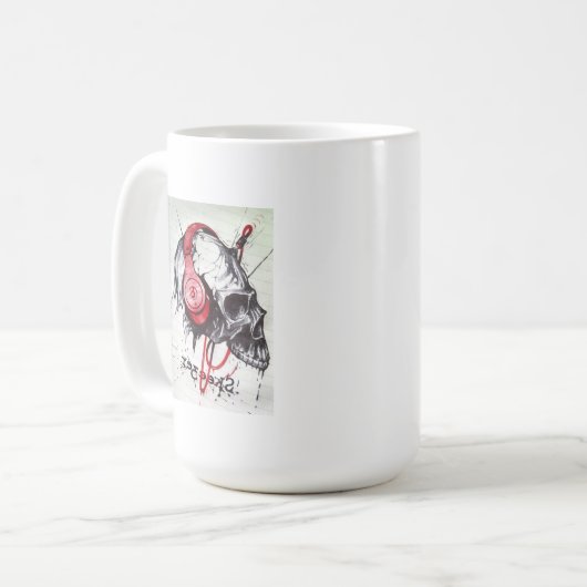 Skull mit Kopfhörer-Design Kaffeetasse (Vorderseite Links)