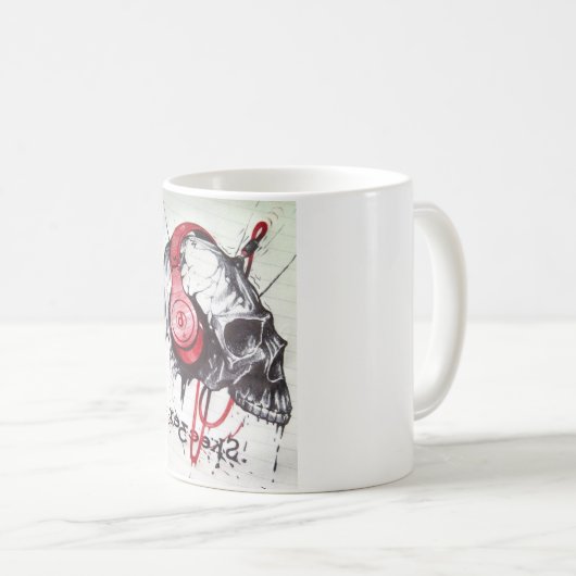 Skull mit Kopfhörer-Design Kaffeetasse (VorderseiteRechts)