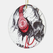 Skull mit Kopfhörer-Design Keramikornament (Links)